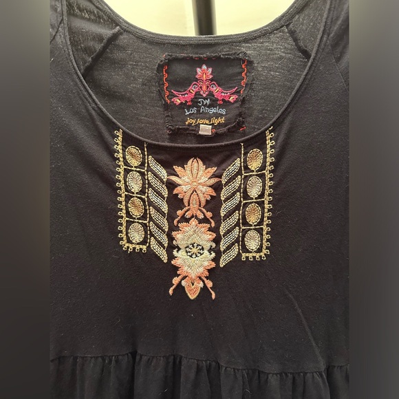 JW Los Angeles (Johnny Was) Embroidered Black Dress, Size XS in EUC - Picture 3 of 8